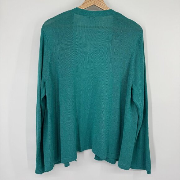 J. Jill Womens Teal Open Front Cardigan sweater size XL linen blend - Picture 8 of 14